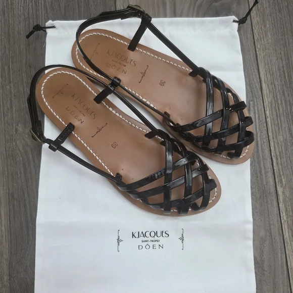 NWT Dôen K.Jacques Handmade Black Leather Sandals - Picture 6 of 16